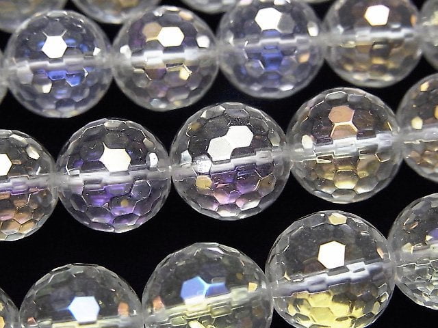 [Vidéo]Aqua Crystal 128 perles rondes facettées 12mm 1/4 ou 1 brin (environ 38cm/15inch)