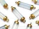 2 pcs $14.99! High Quality Sea Blue Chalcedony AAA Faceted Tube [Both Side] Gold Coating 2 pcs