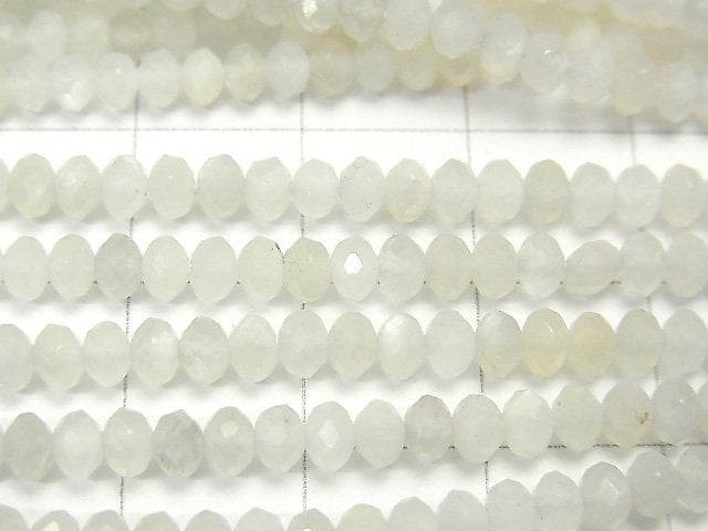 High Quality! 1strand $9.79! White Moonstone AAA - Faceted Button Roundel 3 x 3 x 2 mm 1strand beads (aprx.15 inch / 38 cm)