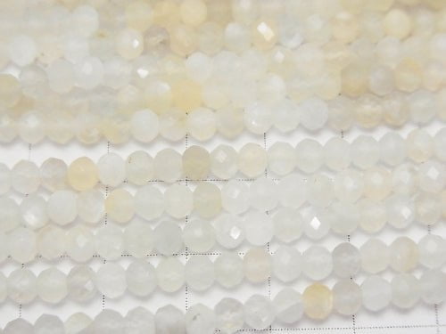 High Quality! 1strand $11.79! White Moonstone AAA - Faceted Button Roundel 4 x 4 x 3 mm 1strand beads (aprx.15 inch / 37 cm)