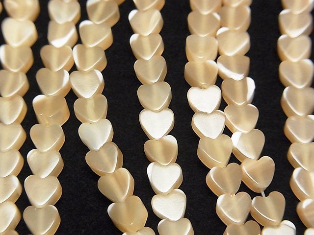 [Video]Mother of Pearl MOP Beige Vertical Hole Heart 4x4x2.5mm 1strand beads (aprx.15inch/37cm)