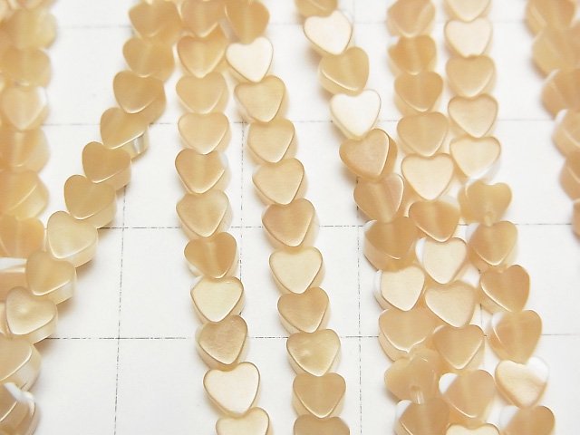 [Video]Mother of Pearl MOP Beige Vertical Hole Heart 4x4x2.5mm 1strand beads (aprx.15inch/37cm)