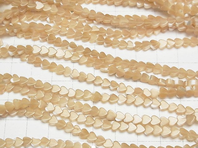 [Video]Mother of Pearl MOP Beige Vertical Hole Heart 4x4x2.5mm 1strand beads (aprx.15inch/37cm)