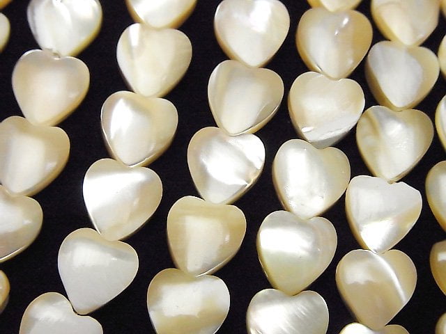 [Video]Mother of Pearl MOP Beige Vertical Hole Heart Shape 8x8mm 1strand beads (aprx.15inch/38cm)