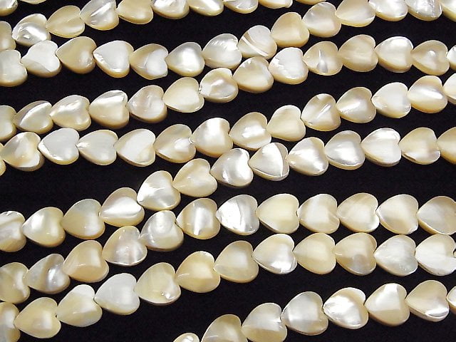 [Video]Mother of Pearl MOP Beige Vertical Hole Heart Shape 8x8mm 1strand beads (aprx.15inch/38cm)