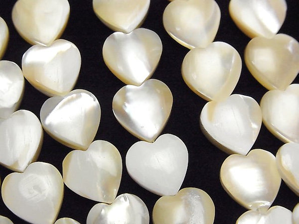 [Video]Mother of Pearl MOP Beige Vertical Hole Heart Shape 10x10mm 1strand beads (aprx.15inch/37cm)