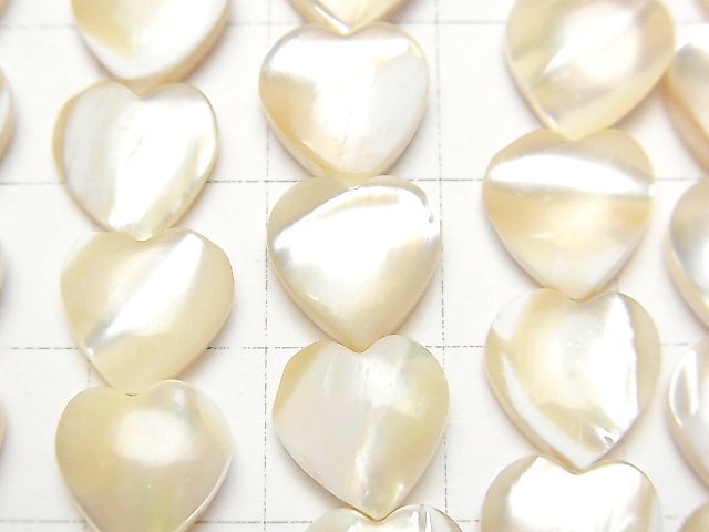 [Video]Mother of Pearl MOP Beige Vertical Hole Heart Shape 10x10mm 1strand beads (aprx.15inch/37cm)