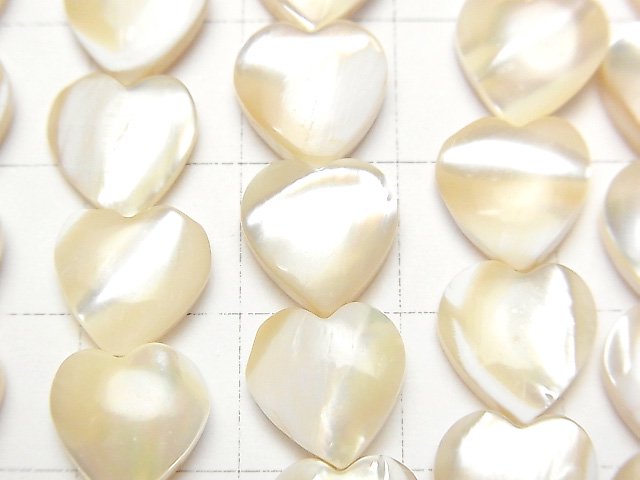 [Video]Mother of Pearl MOP Beige Vertical Hole Heart Shape 10x10x3mm 1strand (aprx.15inch/36cm)