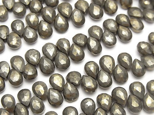 Faceted Briolette, Pear Shape, Pyrite Gemstone Beads