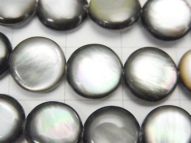 [Video] Black Shell (Black-lip Oyster) AAA Coin 10x10mm half or 1-strand beads (approx. 15inch/36cm)