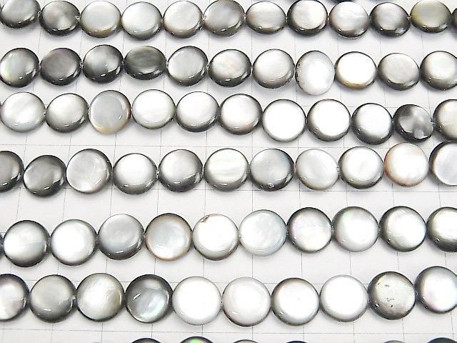 [Video] Black Shell (Black-lip Oyster) AAA Coin 10x10mm half or 1-strand beads (approx. 15inch/36cm)
