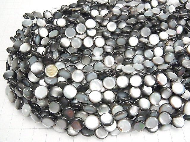 [Video] Black Shell (Black-lip Oyster) AAA Coin 10x10mm half or 1-strand beads (approx. 15inch/36cm)