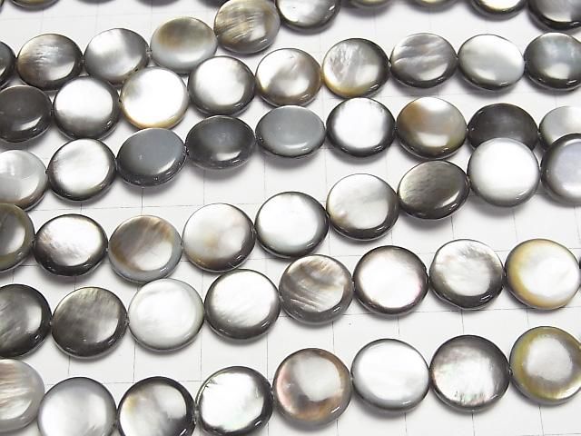 [Video] Black Shell (Black-lip Oyster) AAA Coin 12x12mm half or 1-strand beads (approx. 15inch/36cm)