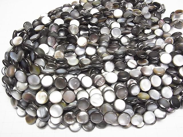 [Video] Black Shell (Black-lip Oyster) AAA Coin 12x12mm half or 1-strand beads (approx. 15inch/36cm)