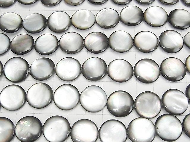 [Video] Black Shell (Black-lip Oyster) AAA Coin 16x16mm half or 1-strand beads (approx. 14inch/34cm)