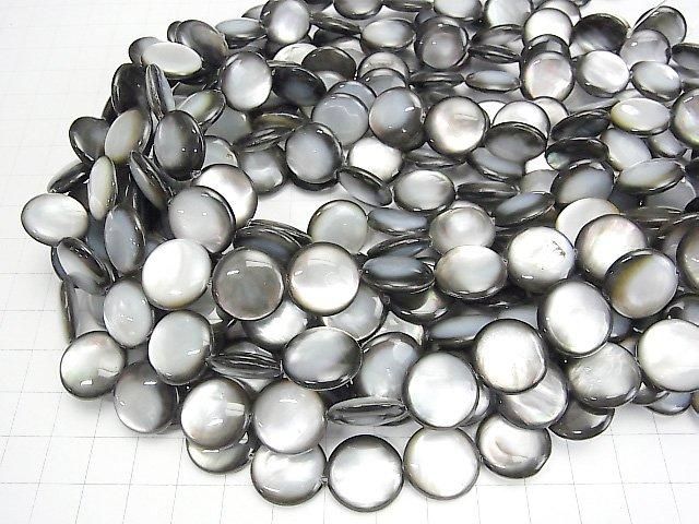 [Video] Black Shell (Black-lip Oyster) AAA Coin 16x16mm half or 1-strand beads (approx. 14inch/34cm)