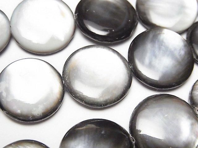[Video] Black Shell (Black-lip Oyster) AAA- Coin 18x18mm half or 1-strand beads (approx. 15inch/36cm)