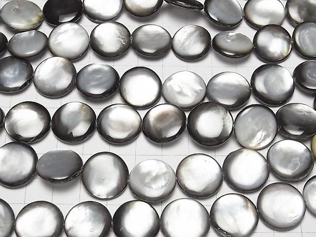[Video] Black Shell (Black-lip Oyster) AAA- Coin 18x18mm half or 1-strand beads (approx. 15inch/36cm)