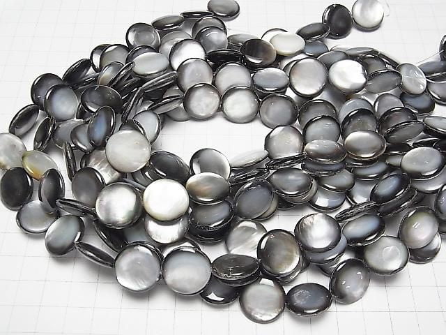 [Video] Black Shell (Black-lip Oyster) AAA- Coin 18x18mm half or 1-strand beads (approx. 15inch/36cm)