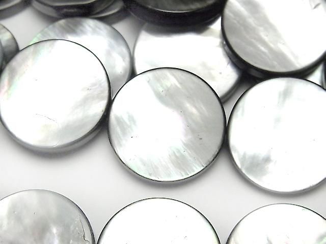Black Shell (Black-lip Oyster) AAA- Coin 20x20mm half or 1-strand beads (approx. 14 inches/34 cm)