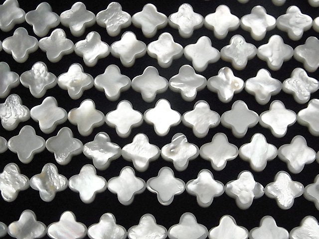 [Video] High Quality White Shell (Silver-lip Oyster ) AAA Flower Motif 10x10mm 1/4 or 1strand beads (aprx.15inch/36cm)
