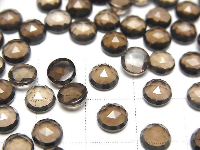 [Video]High Quality Smoky Quartz AAA Round Rose Cut 6x6mm 5pcs