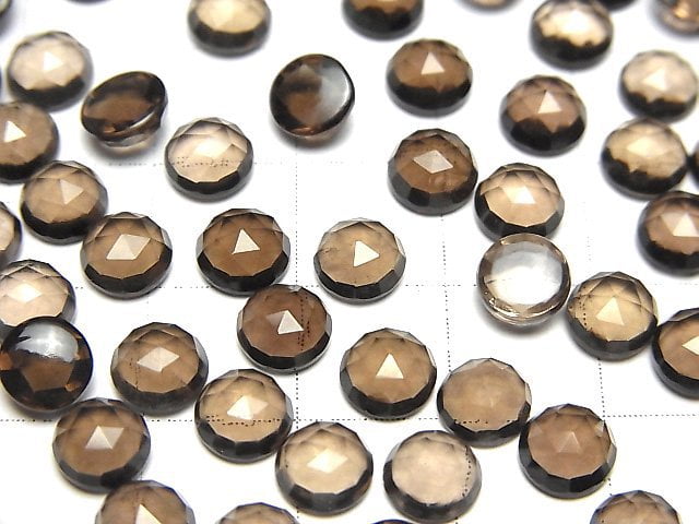 [Video]High Quality Smoky Quartz AAA Round Rose Cut 6x6mm 5pcs