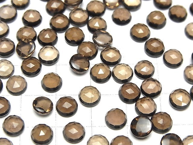 [Video]High Quality Smoky Quartz AAA Round Rose Cut 6x6mm 5pcs