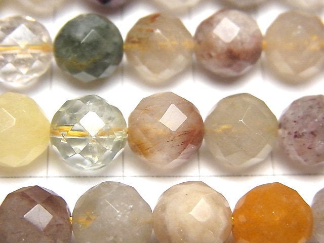 [Video] Multicolor Rutilated Quartz AA 64 Faceted Round 10 mm half or 1 strand beads (aprx.15 inch / 37 cm)