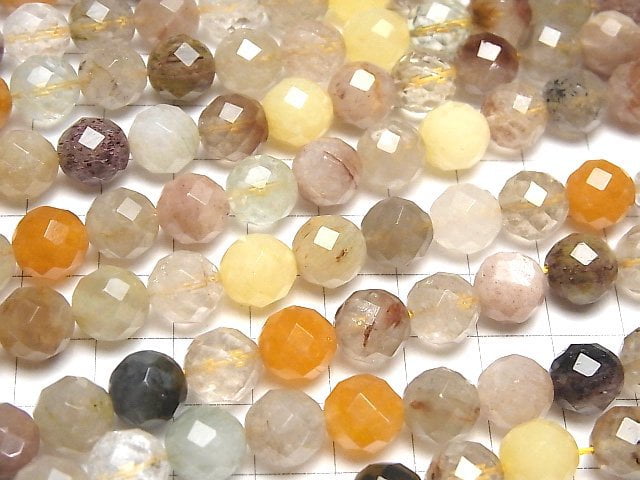 [Video] Multicolor Rutilated Quartz AA 64 Faceted Round 10 mm half or 1 strand beads (aprx.15 inch / 37 cm)