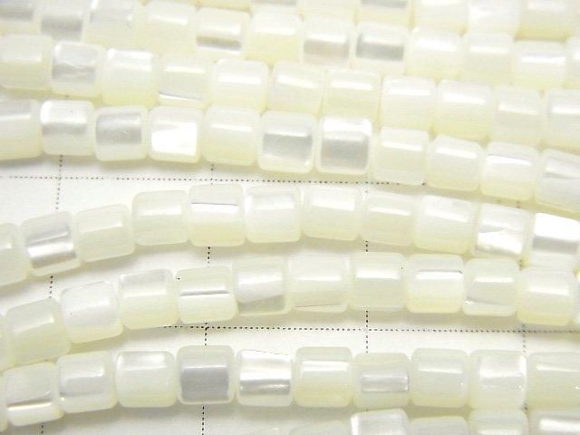珍珠母貝（MOP）白色管珠 3.5x3.5x3.5公釐 1串（約15英吋/38公分）