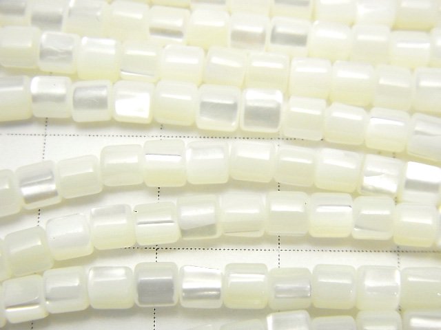 Mother of Pearl MOP White Tube 3x3x3mm 1strand beads (aprx.15inch / 38cm)