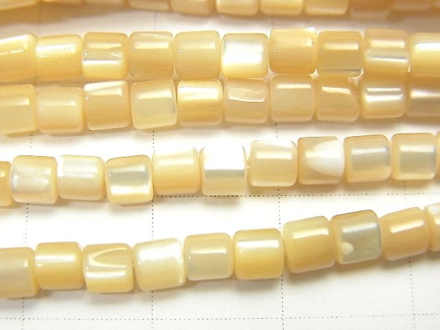 [Video] Mother of Pearl MOP Beige Tube 3x3x3mm 1strand beads (aprx.15inch / 38cm)