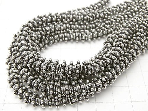 Copper Roundel 8x8x3mm Silver Oxidized Finish half or 1strand beads (aprx.7inch / 18cm)