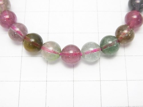 [Video] [One of a kind] Top Quality Multicolor Tourmaline AAA++ Round 7mm Bracelet NO.21