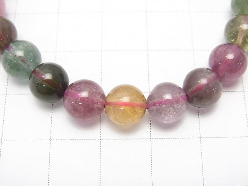 [Video] [One of a kind] Top Quality Multicolor Tourmaline AAA++ Round 8mm Bracelet NO.22