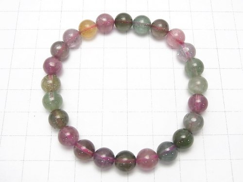 [Video] [One of a kind] Top Quality Multicolor Tourmaline AAA++ Round 8mm Bracelet NO.22