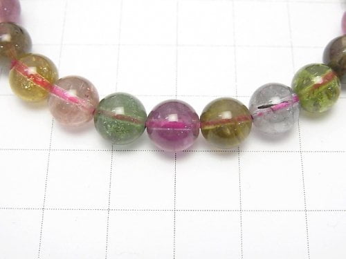 [Video] [One of a kind] Top Quality Multicolor Tourmaline AAA++ Round 8mm Bracelet NO.25