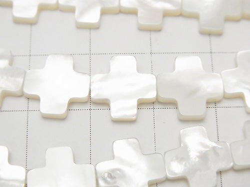 White Shell Cross 10 x 10 x 2 mm half or 1 strand beads (aprx.15inch/38cm)