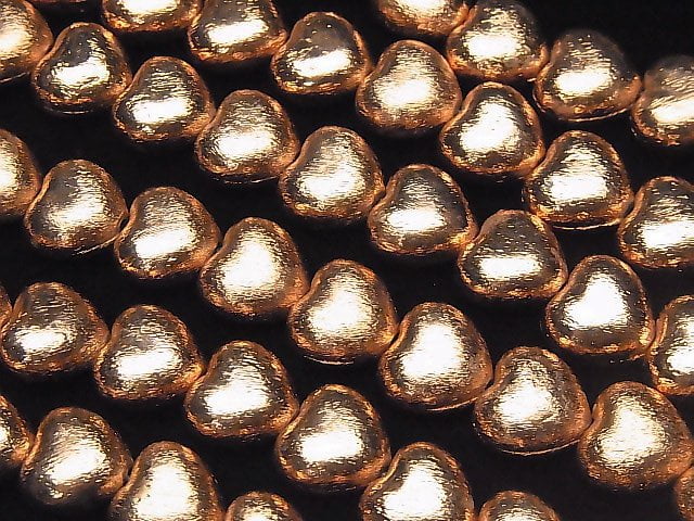 Copper Vertical Hole Heart 12x12x7mm half or 1strand beads (aprx.7inch/18cm)