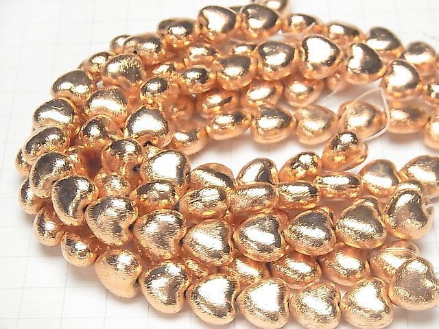 Copper Vertical Hole Heart 12x12x7mm half or 1strand beads (aprx.7inch/18cm)