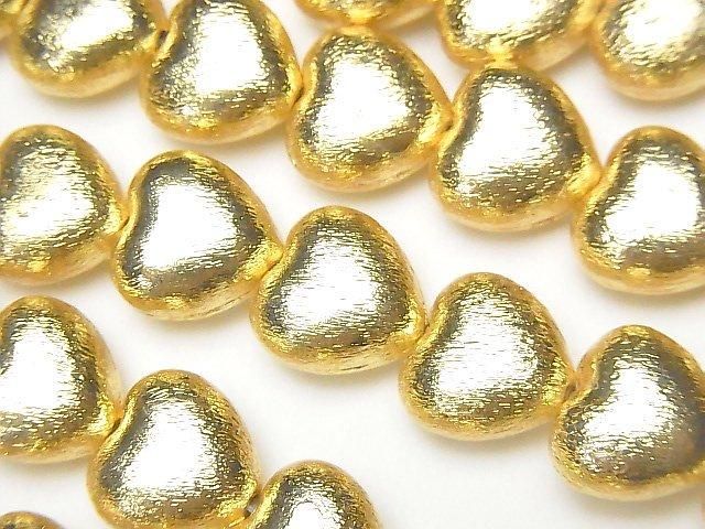 Copper Vertical Hole Heart 12x12x7mm 18KGP half or 1strand beads (aprx.7inch/18cm)