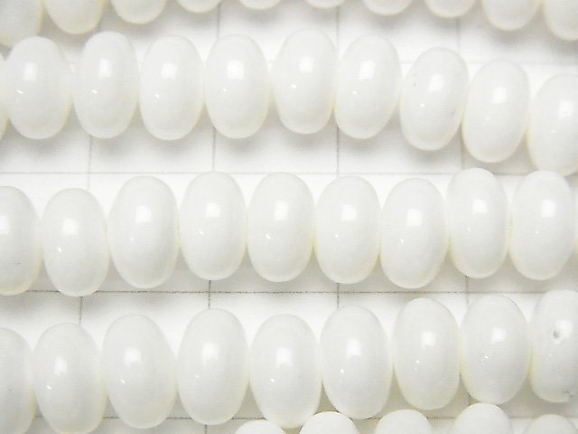 White Shell Roundel 8x8x5mm half or 1strand beads (aprx.15inch / 37cm)