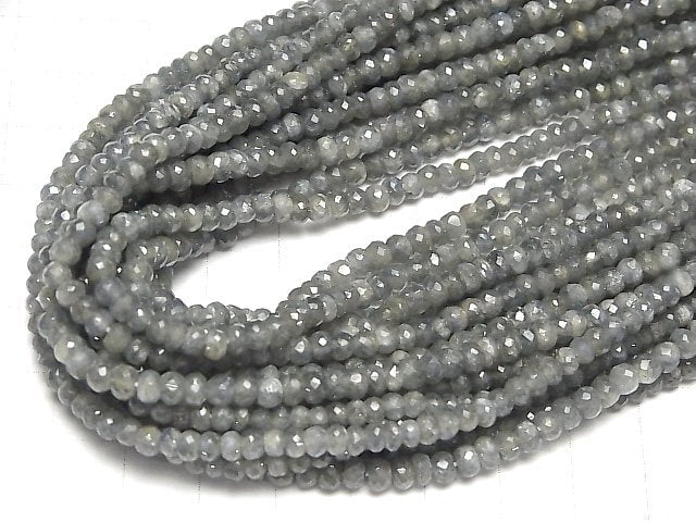 [Video]Unheated Sapphire AA++ Faceted Button Roundel half or 1strand beads (aprx.13inch/33cm)