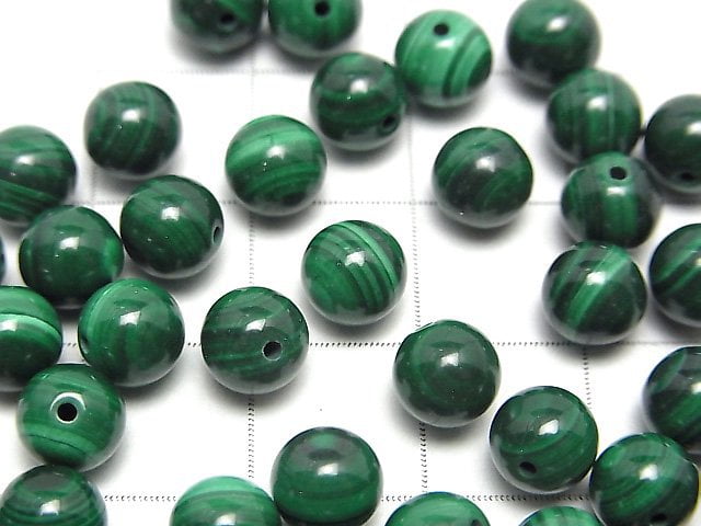 [Video]Malachite AAA Half Drilled Hole Round 6mm 10pcs