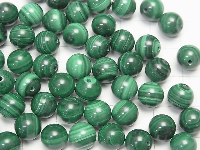 [Video] Malachite AAA Half Drilled Hole Round 8-8.5mm 10pcs