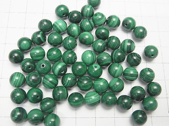 [Video] Malachite AAA Half Drilled Hole Round 8-8.5mm 10pcs