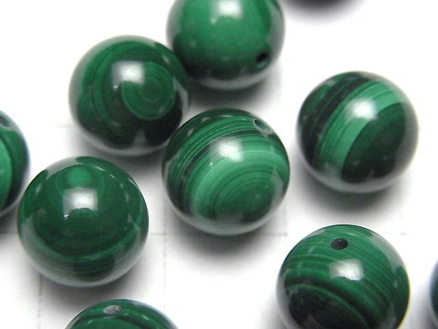 [Video]Malachite AAA Half Drilled Hole Round 10mm 10pcs