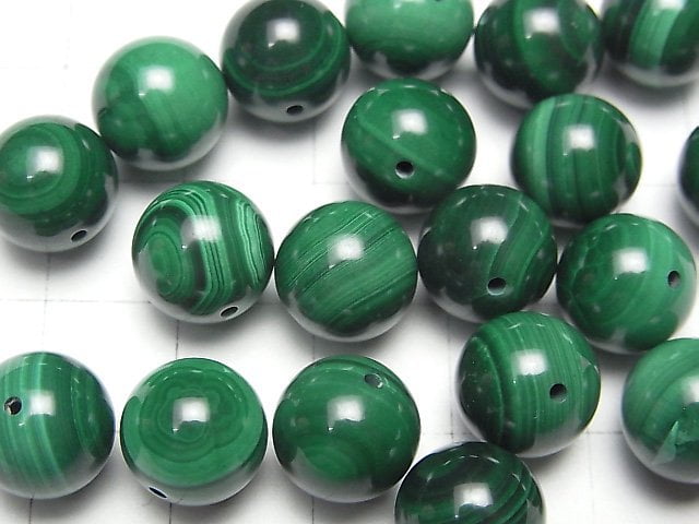 [Video]Malachite AAA Half Drilled Hole Round 10mm 10pcs