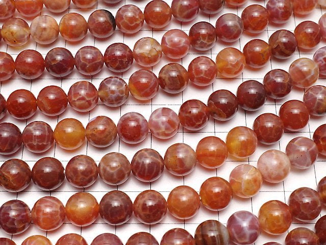 Fire Agate Round 10 mm half or 1 strand beads (aprx.15 inch / 36 cm)